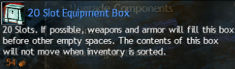 MMOJUGG Guild Wars 2 EU 20 Slot Equipment Box Details View of Item Function and Use